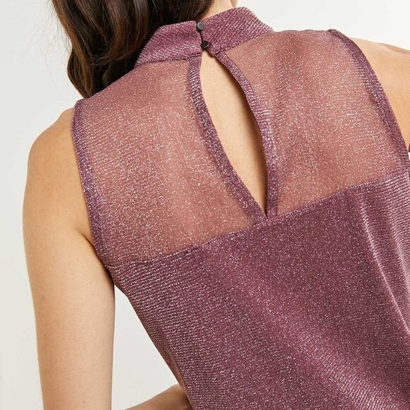 𝅺⭐️nwt Reitmans Sleeveless Mock Neck Shimmer Top⭐️ - Picture 3 of 7